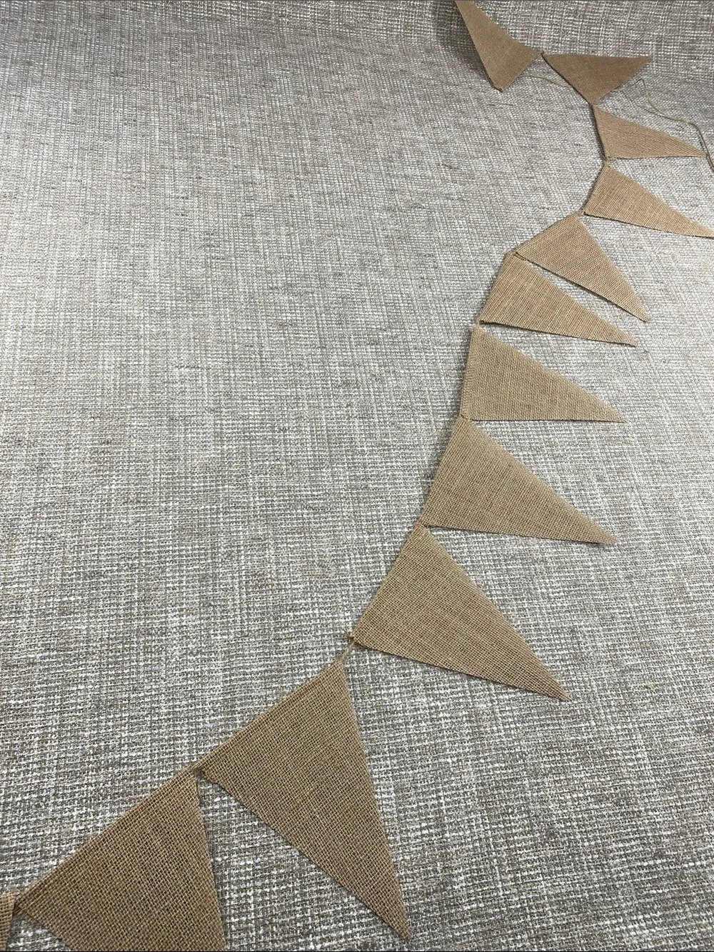 Burlap Triangle Pennant Banner in Natural Tan 70” long pack of 5